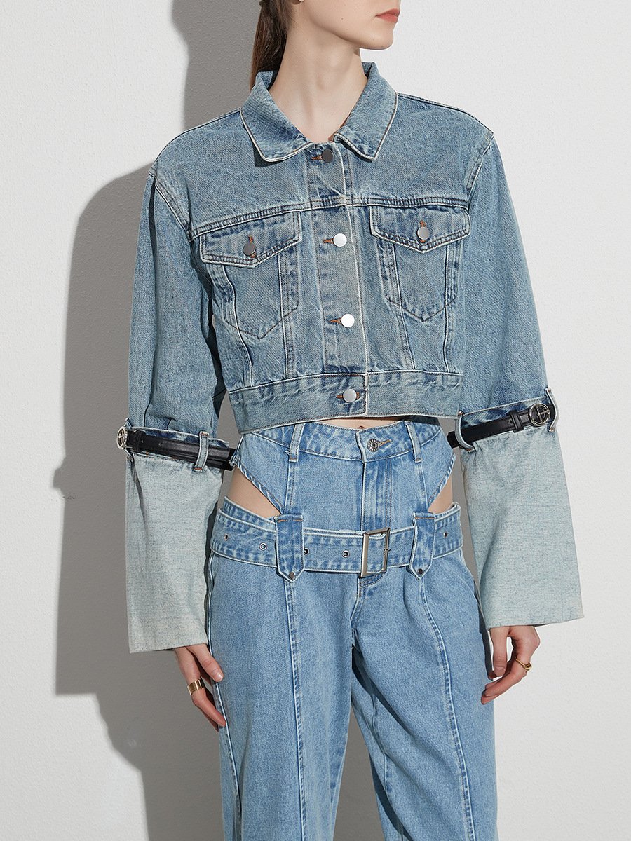 custom blue jean jacket womens